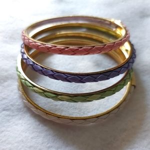 Pastel bangel braided bracelets with gold interior